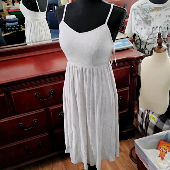 stars above Dresses & Skirts - White & Gray Striped light Dress with Spaghetti Strap shoulders